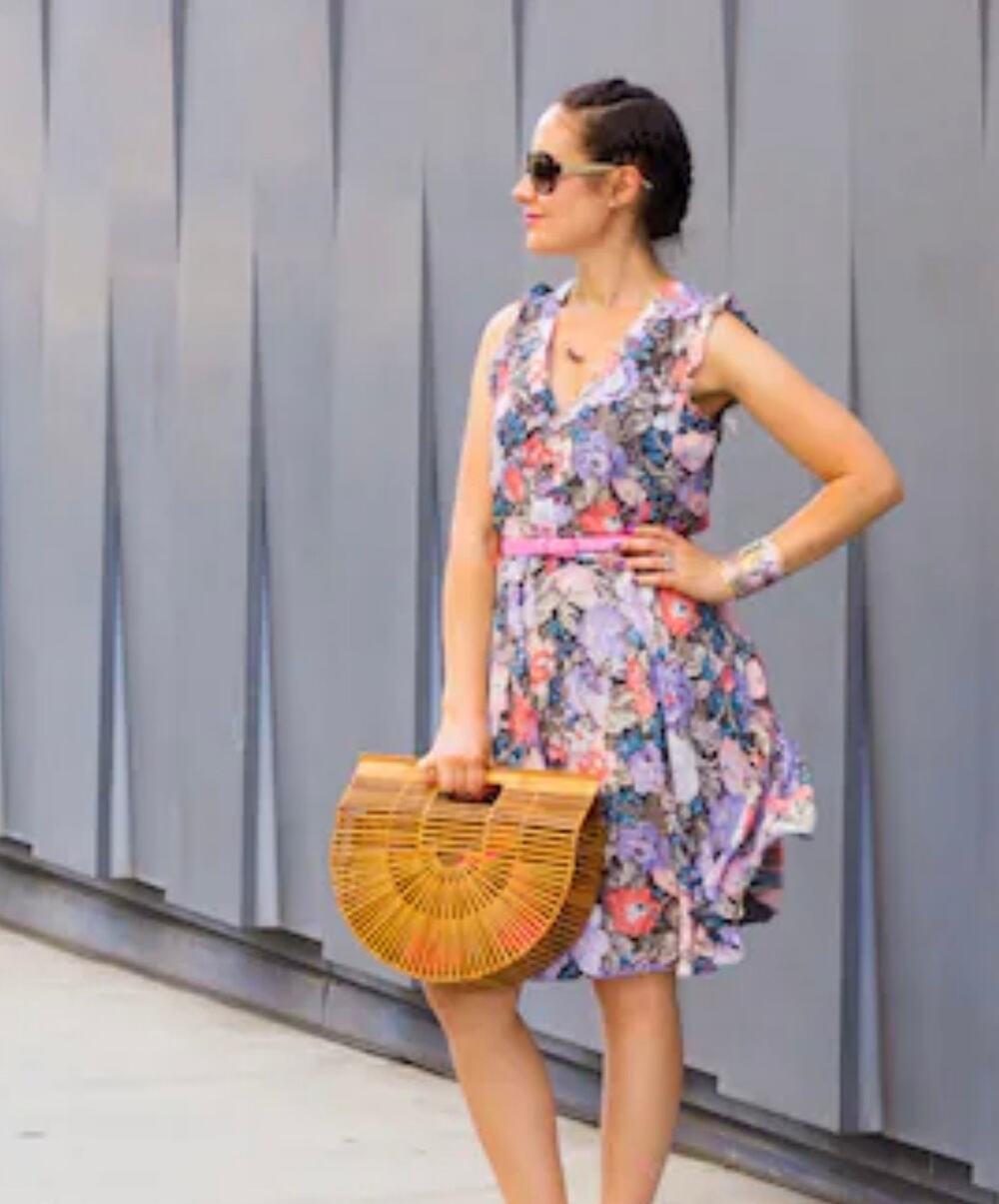Rebecca Taylor Dress Fit & Flare Silk Lavender Pink Floral Vacation Lined 2